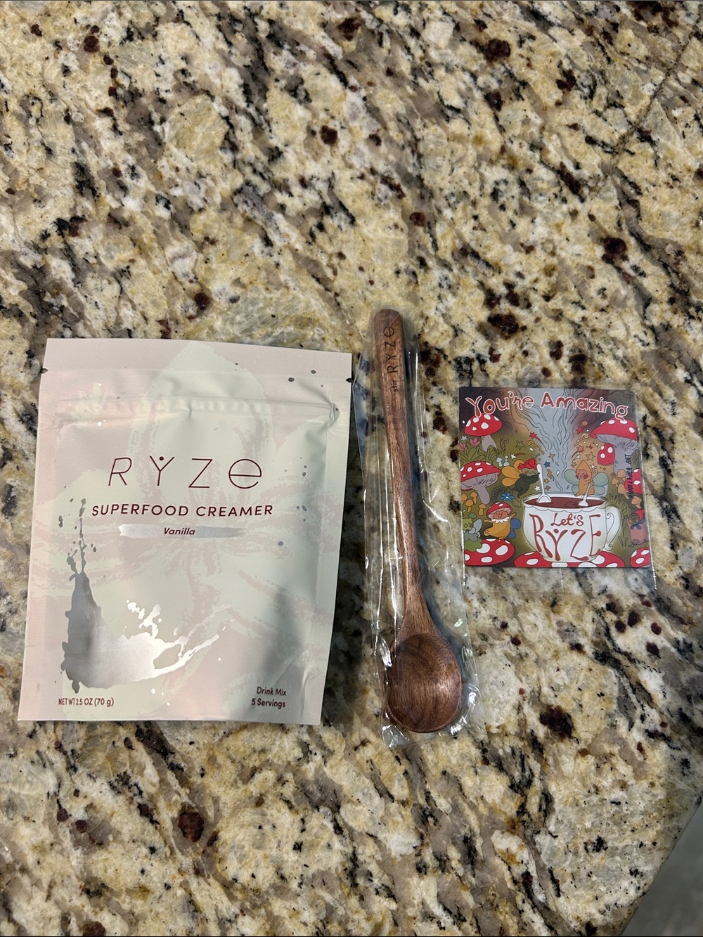 RYZE Vanilla Superfood Creamer and Wooden Spoon